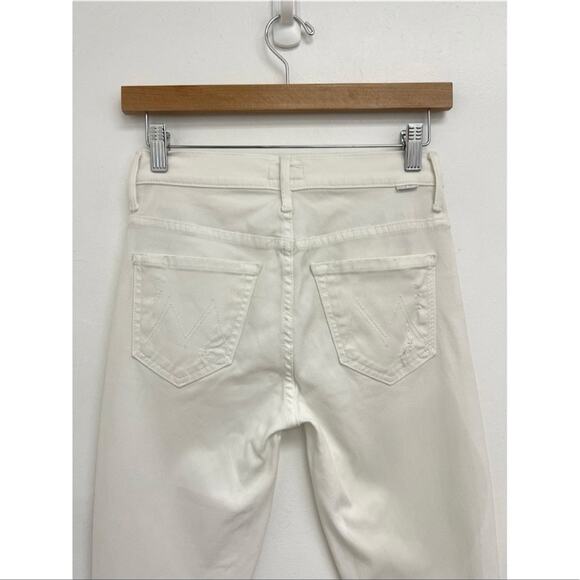 MOTHER Insider Crop Step Fray Mini Flare Bootcut Jeans Cracked Slipper - Size 25 - Picture 5 of 13